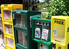 Free newspapers at Iowa reststop