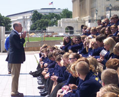 Iowa Senator Chuck Grassley talks with FFA members