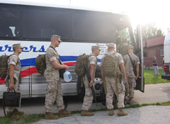 Iowa Marines board bus headed for training