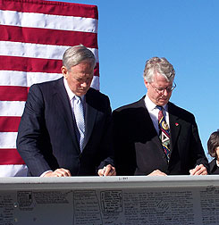 George Pataki, Des Moines Mayor Frank Cownie sign 9-11 memorial beams