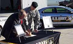 DPS director Gene Meyer, Lt. Colonel Brad Dostal