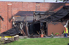 Burned out Barton Solvents building