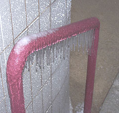 Ice covered railing from December 11th storm