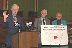 Attorney Tom Miller,  John Conners, Betty Grandquist 