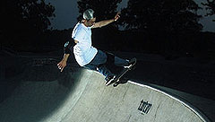 Bret Johnson on a skateboard