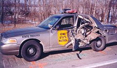 Damaged Iowa State Patrol car