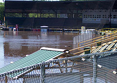 Riverfront Stadium in Waterloo if full of water.