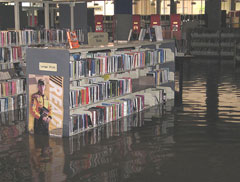 Floodwaters in Cedar Rapids Library.