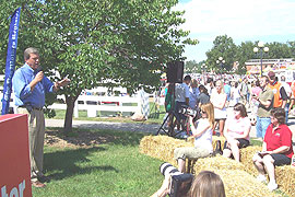 Iowa Congressman Tom Lathan speaking at Iowa State Fair