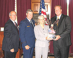  Barry Spear, State Chair,Iowa ESGR Committee; General Ron Dardis;  Jan McGovern, Howard County Board of Supervisors; Governor Chet Culver.