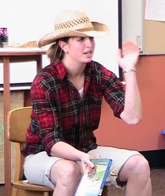 Lindsay Wharton dressed as Huck Finn.