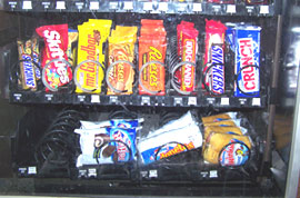 Snack food in vending machine.