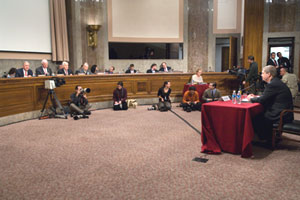 Former Iowa Governor Tom Vilsack at his Senate Ag Committee hearing.