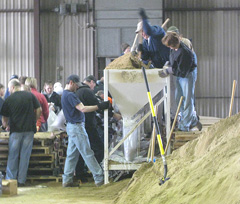 Filling sandbags in Fargo.