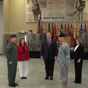 Lt. General Ron Dardis, Carmel Dardis, Governor Chet Culver, General Timothy Orr, Suzanne Orr (L-R)