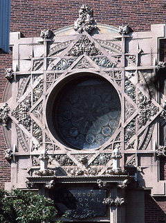 Detail of work on bank building in Grinnell designed by Louis Sullivan.