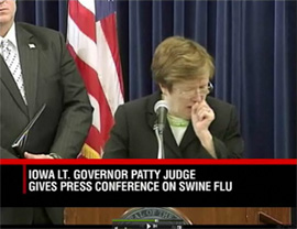 Lt. Governor Patty Judge's coughing was the subject of a bit on the "Late Show, with David Letterman."