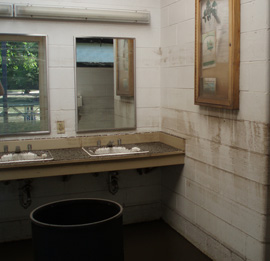 Flooded restroom at George Wyth State Park.