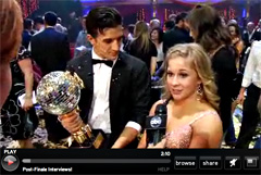 Shawn Johnson being interviewed after winning "Dancing with the Stars"