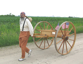 Lyn Cleland and his handcart.