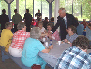 Rod Roberts greets those at a recent Republican gathering.