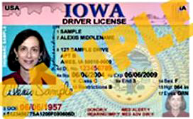 Sample Iowa driver's license