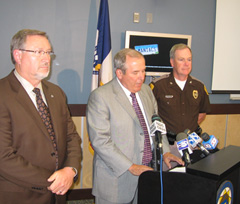  Governor’s Traffic Safety Bureau Chief Larry Sauer, Commissioner of Public Safety Gene Meyer, Iowa State Patrol Col. Patrick Hoye. (L-R)