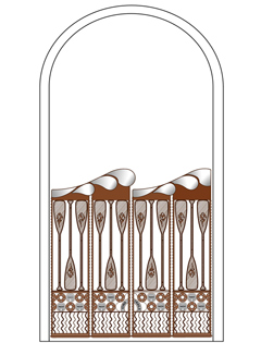 Drawing of fair gate made from garbage.