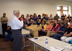 Congressman Boswell talks at town hall meeting.