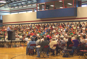 Congressman Boswell talks at a town hall meeting.