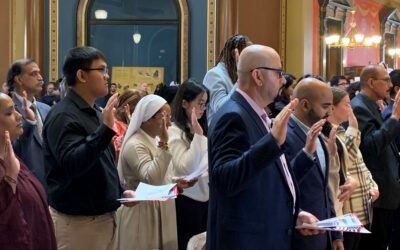 Naturalization ceremony at Iowa Capitol for new U.S. citizens